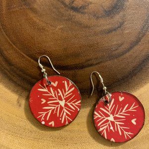 Wood Disc Earrings with Stainless Steel Ear Wire